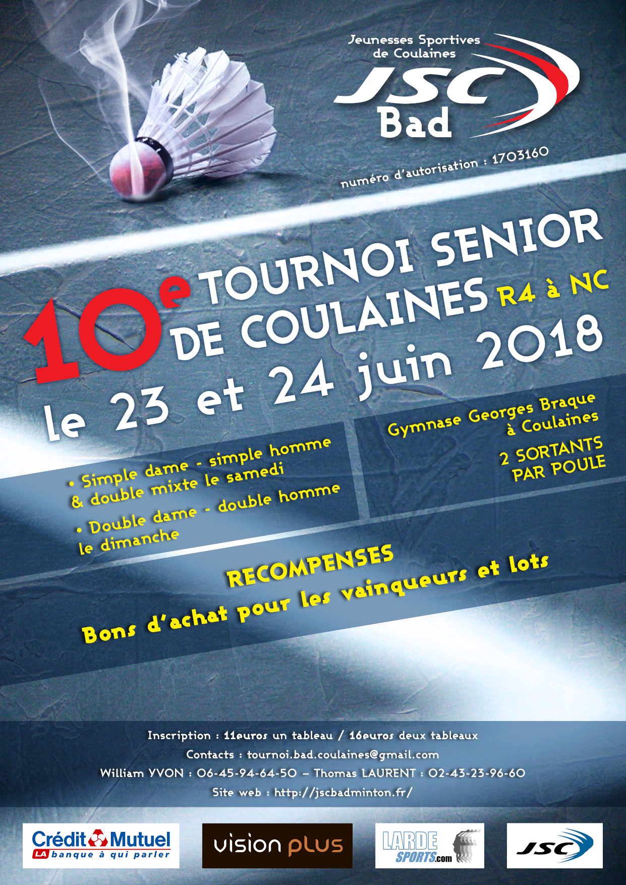 Affiche tournoi de badminton